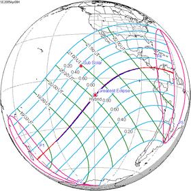 Mapa geral do eclipse