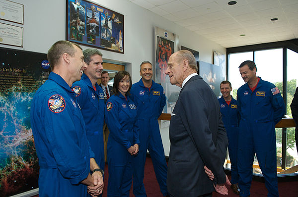 Prince Philip of the United Kingdom visited Goddard Space Flight Center in May 2007 and met with the crew of STS-125.