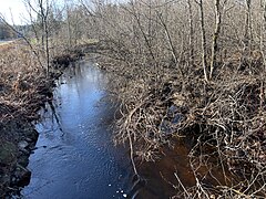 Rivière Mékinac du Nord from bridge P-03959,steel-wood, under embankment (1982),[13] rang Haut-du-Lac Nord