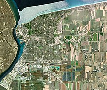 Sarnia from space, 2018 Sarnia, Ontario satellite image.jpg