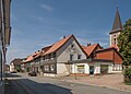 Scharzfeld, tower of the reformed church (die Sankt-Thomas-Kirche) in the street