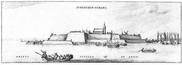 Schenkenschans, kopergravure uit 1645