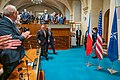 Miloš Vystrčil s americkým ministrem zahraničí Mikem Pompeem v Praze, 2020