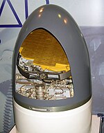 Seeker of the Kh-35E anti-ship missile with slotted antenna. Seeker Kh-35E maks2005.jpg