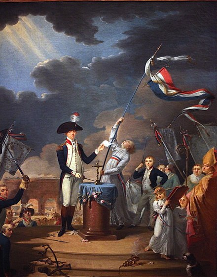 The oath of Lafayette at the Fête de la Fédération, 14 July 1790; French School, 18th century at Musée de la Révolution française