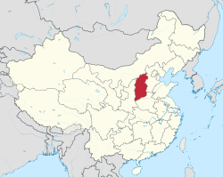 Shanxin (punaisella) sijainti Kiinan kartalla.