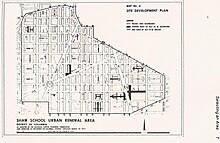 Map of the Shaw School Urban Renewal Area from which the concept of a Shaw neighborhood was derived. Includes the U Street and Logan Circle areas Shaw School Urban Renewal Area map 1973.jpg