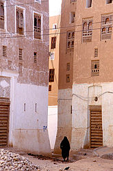Будівлі в місті Шибам, з традиційними дверима і вікнами