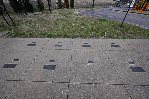 Markers in the sidewalk, Greenwood District, Tulsa, OK