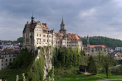 Vista norte do Castelo de Sigmaringen, Baden-Württemberg, Alemanha. (definição 3 660 × 2 423)