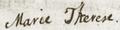 Signature of the Infanta Marie Thérèse of Spain at her own wedding to the Dauphin of France on 23 February 1745.png