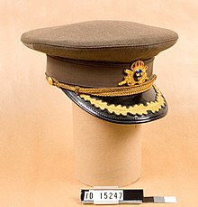 M/1952 uniform peaked cap shown in museum. Skarmmossa m1952.jpg