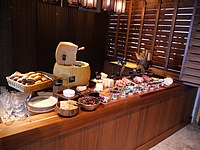 Coldcuts and cheeses with bread in a brunch buffet