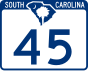 South Carolina Highway 45 marker