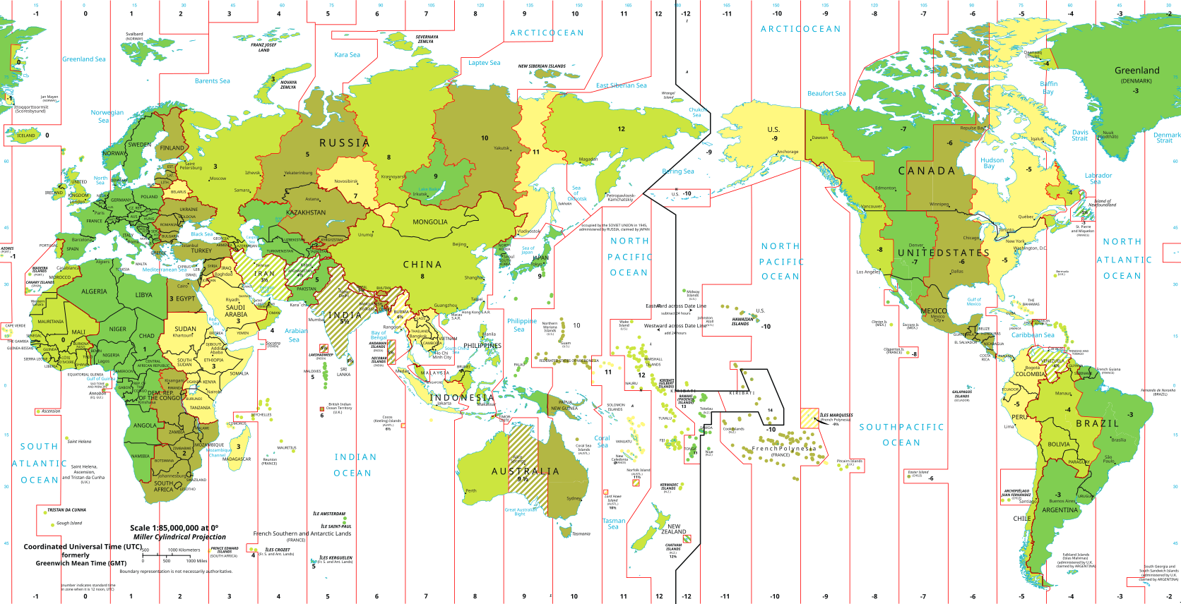 Time Zones World Map