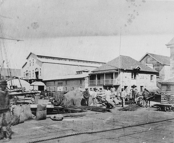 File:StateLibQld 1 199679 Buildings and wharves off the Town Reach of the Brisbane River, ca. 1880.jpg