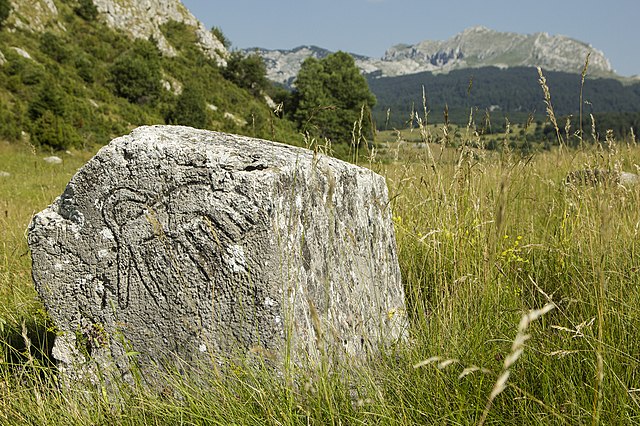 Stećak, a UNESCO World Heritage Site, on Treskavica mountain