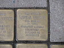 Stolperstein Martha Seeger, 1, Osterstraße 39, Mitte, Hannover.jpg