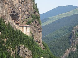 Sumela monastery in province of Trabzon, Turkey view from the road.JPG