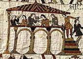Trinkhörner auf dem Teppich von Bayeux (um 1070)