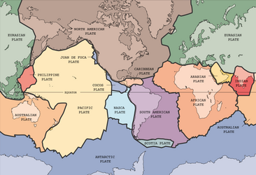 Map showing tectonic plates of the Earth