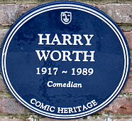 Teddington Riverside, Harry Worth, Comic Heritage plaque.jpg