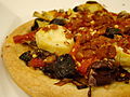 Tempeh Pizza with Artichoke Shiitake & Red Peppers (3599117913).jpg