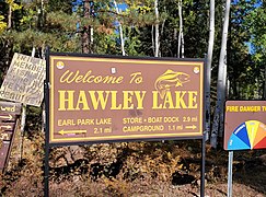 The entrance sign at Hawley Lake