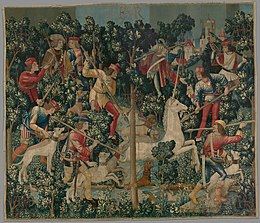 The Unicorn is Attacked, from The Hunt of the Unicorn tapestries. Brussels or Liège, c. 1495–1505