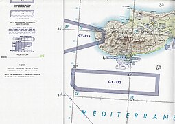 Ausschnitt: USAF Operational Navigation Chart – Zypern, (ONC G-4), Maßstab 1: 1.000.000, 1963