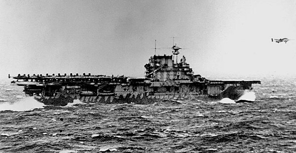 A B-25 Mitchell taking off from USS Hornet on 18 April 1942