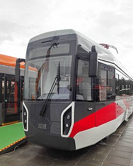 Tramvaj model 71-412 na výstavě INNOPROM-2018 v Jekatěrinburgu