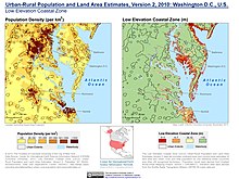 Population density and elevation above sea level in Virginia. Norfolk is especially vulnerable to sea level rise. Urban-Rural Population and Land Area Estimates, v2, 2010 Washington D.C., U.S. (13873799193).jpg