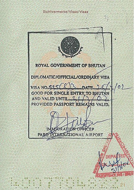 Chính sách thị thực của Bhutan