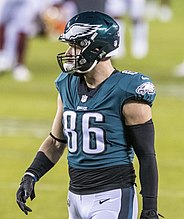 Zach Ertz, Eagles tight end from 2013 to 2021 WAS at PHI Jan 2021 D50 3885 (50805449387).jpg
