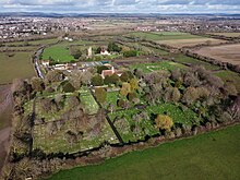Aerial view of Warblington, with the cemetery in the foreground. Warblington Cemetery 3.jpg