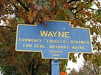 Keystone Marker in Wayne, Pennsylvania, named for General Wayne