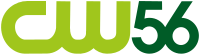 O logotipo da CW em verde claro à esquerda ao lado de um 56 em um tipo de letra sem serifa