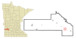 Yellow Medicine County Minnesota Incorporated and Unincorporated areas Wood Lake Highlighted.svg