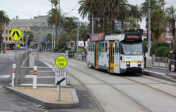 Z class tram on The Esplanade, St Kilda in May 2012