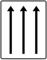 Zeichen 521-31 Fahrstreifentafel – ohne Gegenverkehr – dreistreifig in Fahrtrichtung