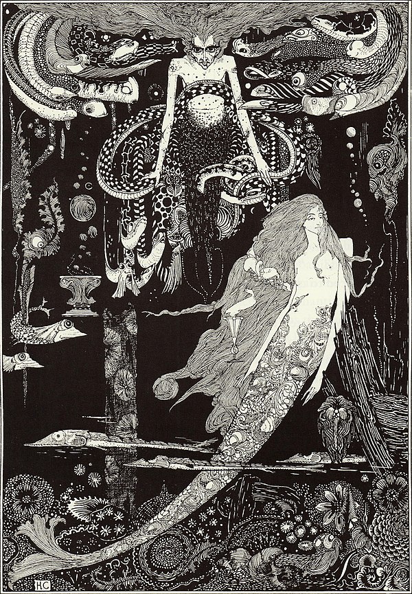 "'I know what you want' said the sea witch", Engraving by Harry Clarke.