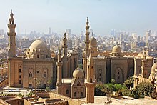 Mosque-Madrasa of Sultan Hassan and the al-Rifa'i Mosque, seen from the Citadel mSr lqdymh ..H~ lkhnkh.jpg