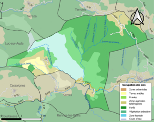 Barevná mapa znázorňující využití půdy.