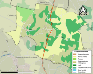 Kolorowa mapa przedstawiająca zagospodarowanie terenu.