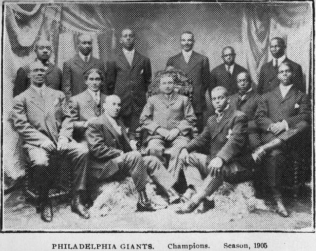 Johnson (middle row, far left) with the 1905 Philadelphia Giants