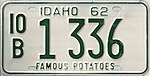 1962 Plaque d'immatriculation de l'Idaho.jpg