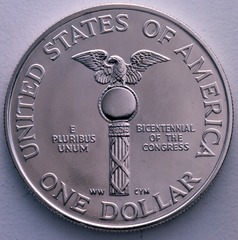 1989 US Congress Bicentennial commemorative coin reverse, depicting mace of the United States House of Representatives