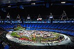 Estádio Olímpico de Londres durante a cerimônia de abertura.