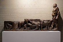 A bronze memorial depicting the crimes of Fritz Haarmann displayed at Sprengel Museum.